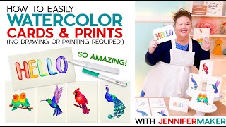 Watercolor Cards with Cricut + 5 AMAZING free designs!