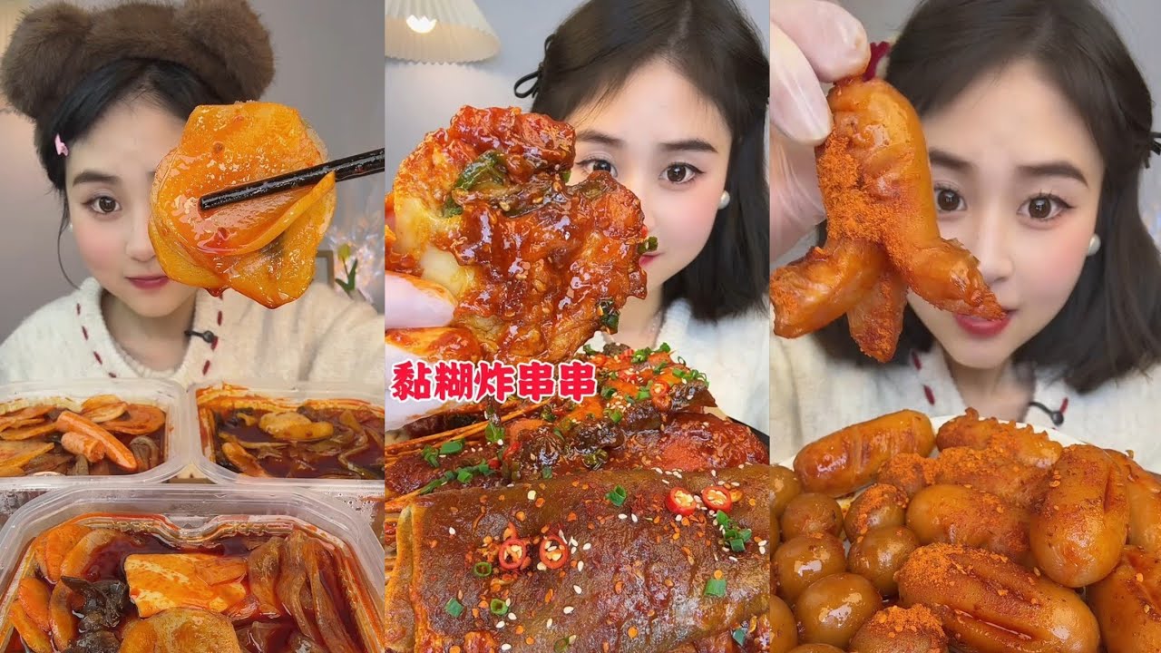 Mukbang#part 407:Eat Spicy🔥noodles🍜   with Rice noodle 🍜 Soup meatballl #foodie #noodles #hotpot 