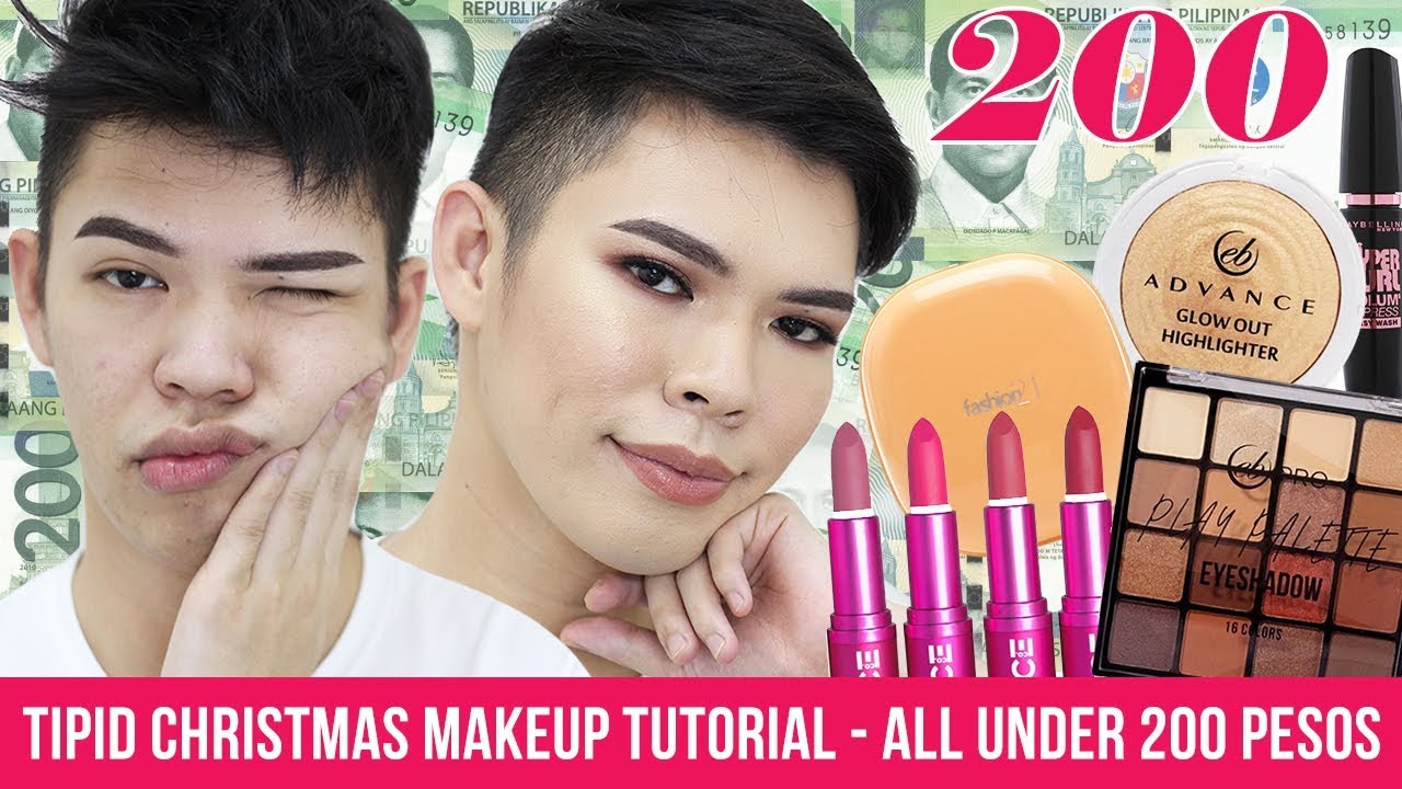 TIPID MAKEUP TUTORIAL | EASY CHRISTMAS PARTY LOOK (ALL UNDER 200 PESOS) | Kenny Manalad