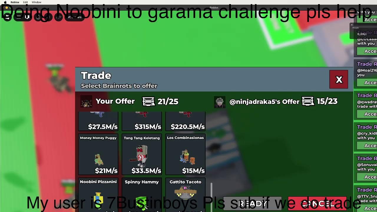 Doing trades on Sab Lf Garamas #roblox  #sab #live