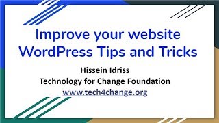 Webinar: Improve your website; WordPress Tips and Tricks