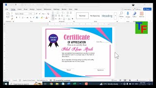 Microsoft Word Me Certificate Kaise Banaye  MS Word Easy Certificate Design Tutorial