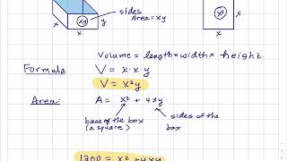 Optimization Problem: Finding the Dimensions of a Box with a Square Base that Optimize the Volume