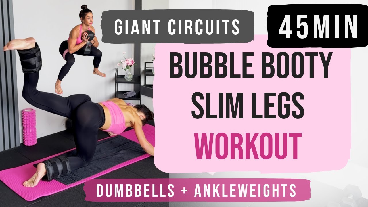 Slim Legs - Round Booty Circuits 🍑 45 Min Dumbbell + Ankle Weight Workout