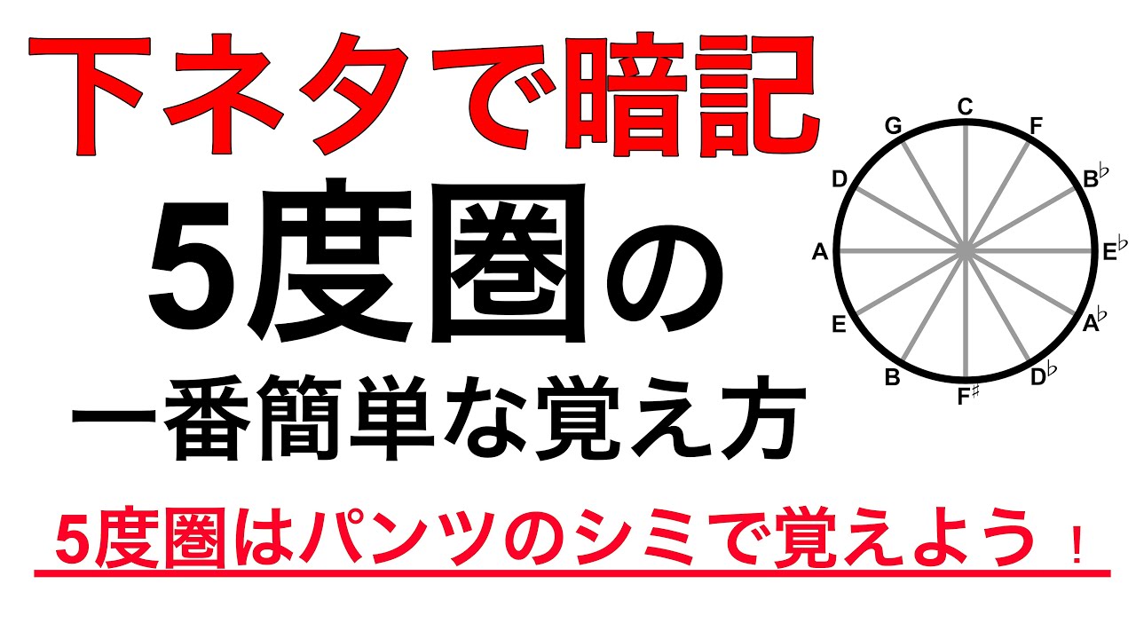 下ネタ語呂合わせによる5度圏の一番簡単な覚え方 音楽理論 楽典 Youtube