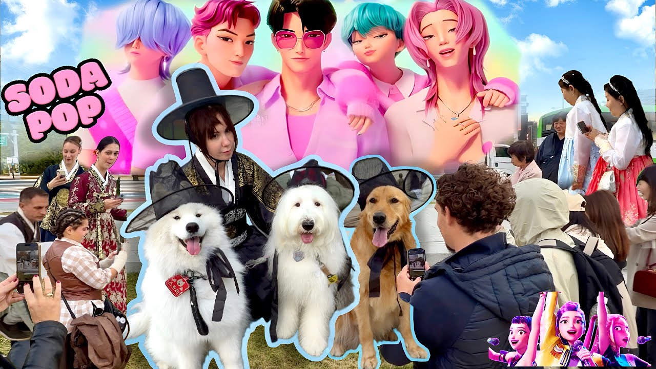 Охотники на демонов K-Pop Собаки в Корее! Мальчики Dog Saja, пойте 