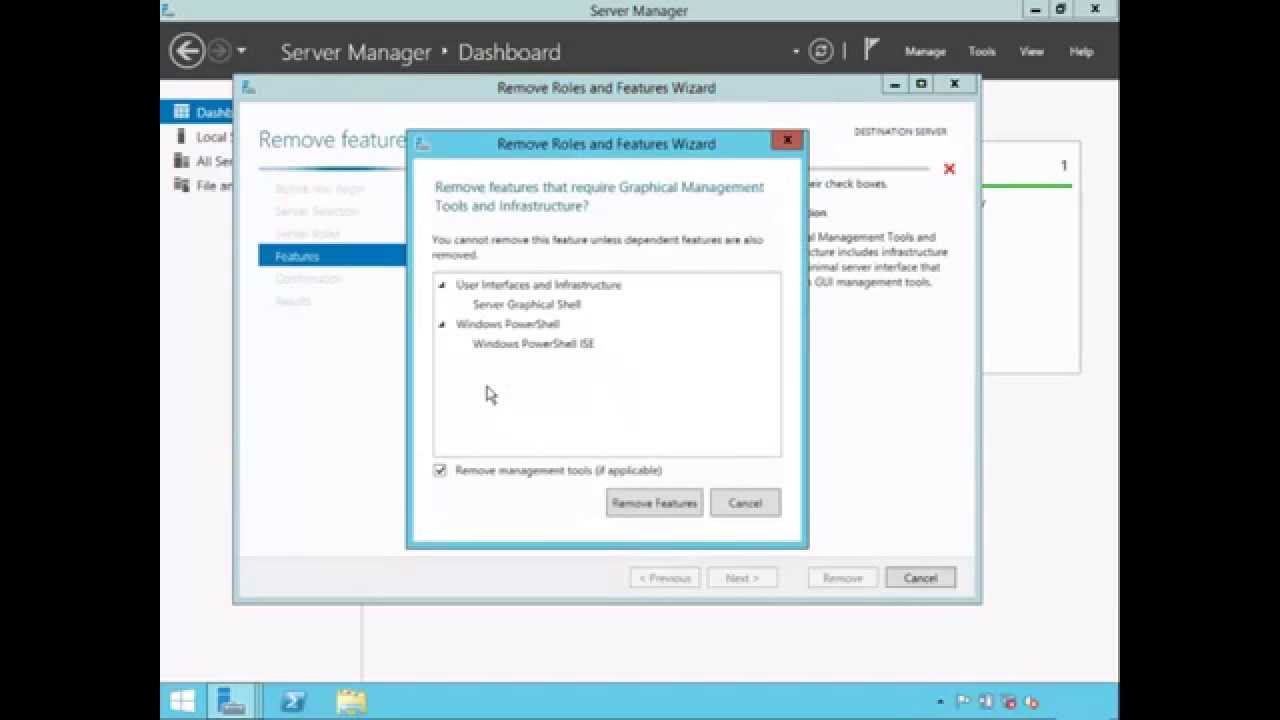 Windows Server 2012 server core GUI ON And OFF