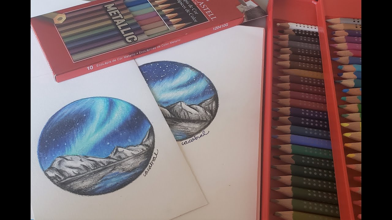 Desenhando Aurora Boreal com Lápis de Cor