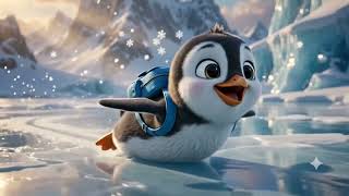 🐧Penguin sliding chasing bubble . ❄️ funny penguin belly slides🫧 Colorful bubble chase