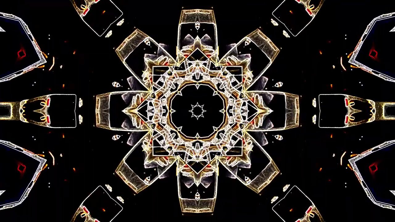 Tech Neon Lines Kaleidoscope Art Effect 4K Visuals - Background Techno ...