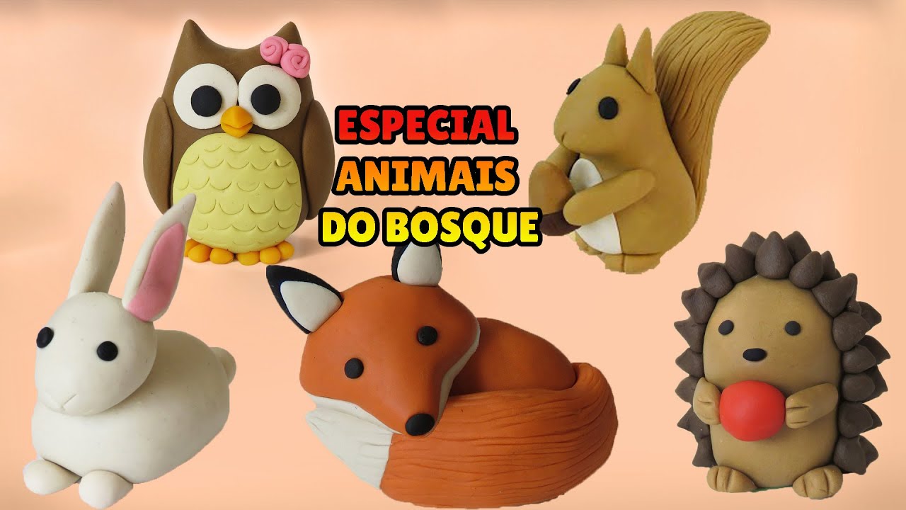 🔴ESPECIAL ANIMAIS DO BOSQUE MINIATURA 🍂 Tutorial Biscuit, clay, plastilina , Pasta Americana - DIY