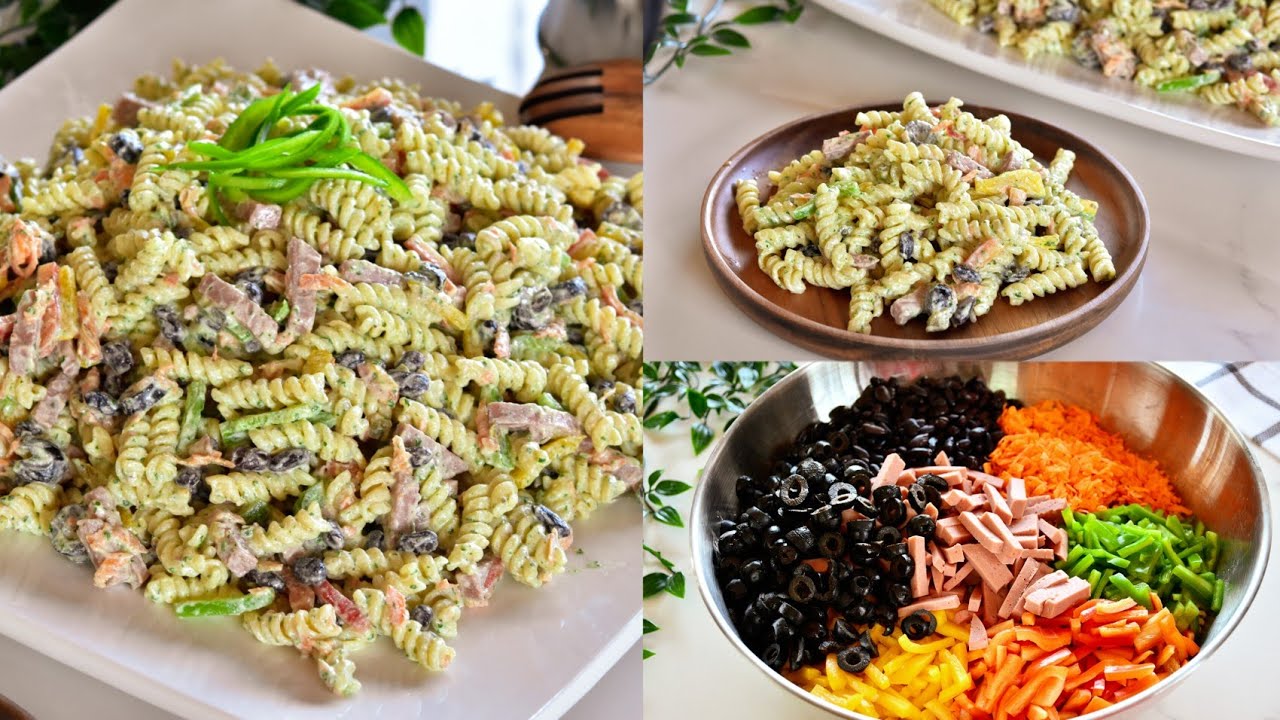 سلطة المعكرونه البارده بالانشون بصلصلة جدا شهيه 💕💕💕💕💕💕 Cold Pasta Salad