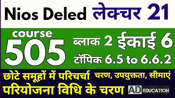 Nios Lecture 21 Course 505 block 2 Unit 6 topic 6.5 to 6.6.2 लेक्चर 21 कोर्स 505 ईकाई 6