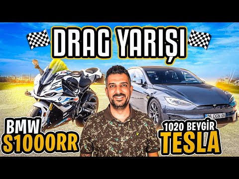 1020 Beygir Tesla vs BMW S1000RR  Motosiklet Drag!