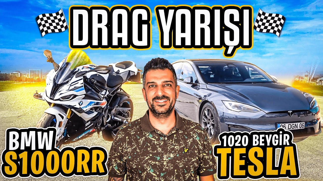 1020 Beygir Tesla vs BMW S1000RR  Motosiklet Drag!