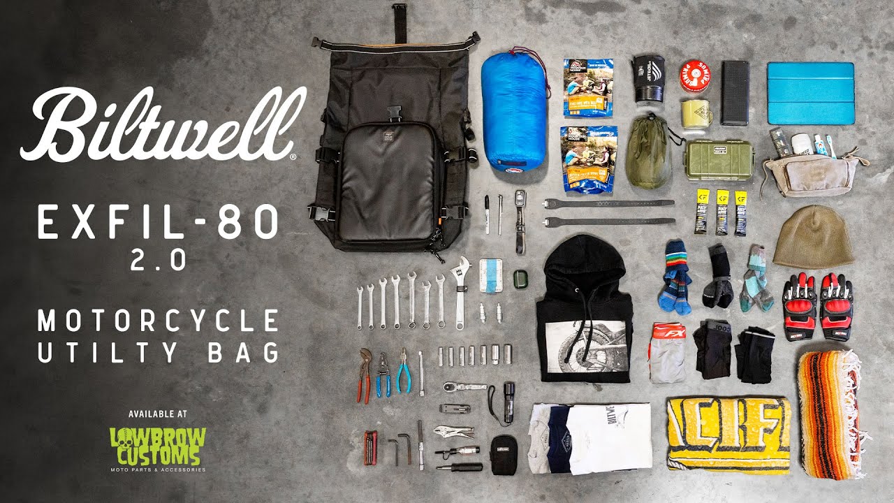Biltwell EXFIL-80 2.0 - Motorcycle Travel Bag - Black – Lowbrow