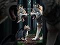 Cat and wolf fight #9cutecat #cat #kitten #cute #funny #shorts