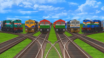 Colorful Diesel Trains Crossing On Bumpy Forked railroad Track #127 Train Simulator 2022
