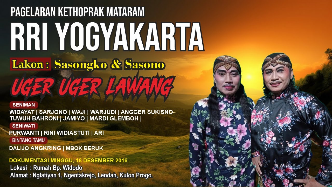 PAGELARAN KETHOPRAK MATARAM RRI YOGYAKARTA | Lakon : Sasongko & Sasono