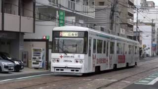 広島電鉄　平面電停「小網町」を行き交う3800形と800形　201611