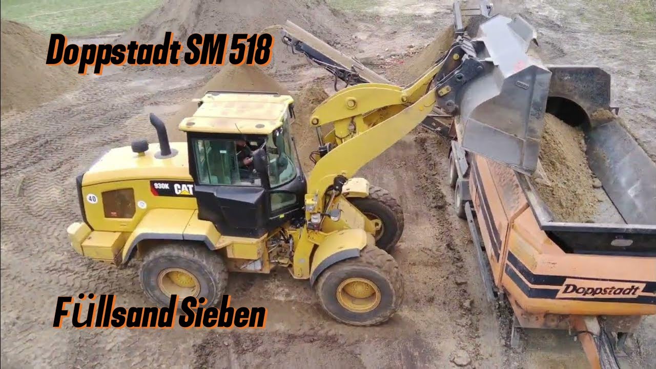 Füllsand Sieben mit Doppstadt SM 518 und Cat Radlader