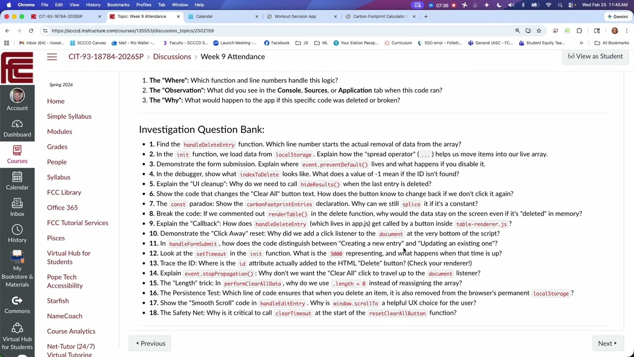 CIT93SP26   Week 9 Attendance