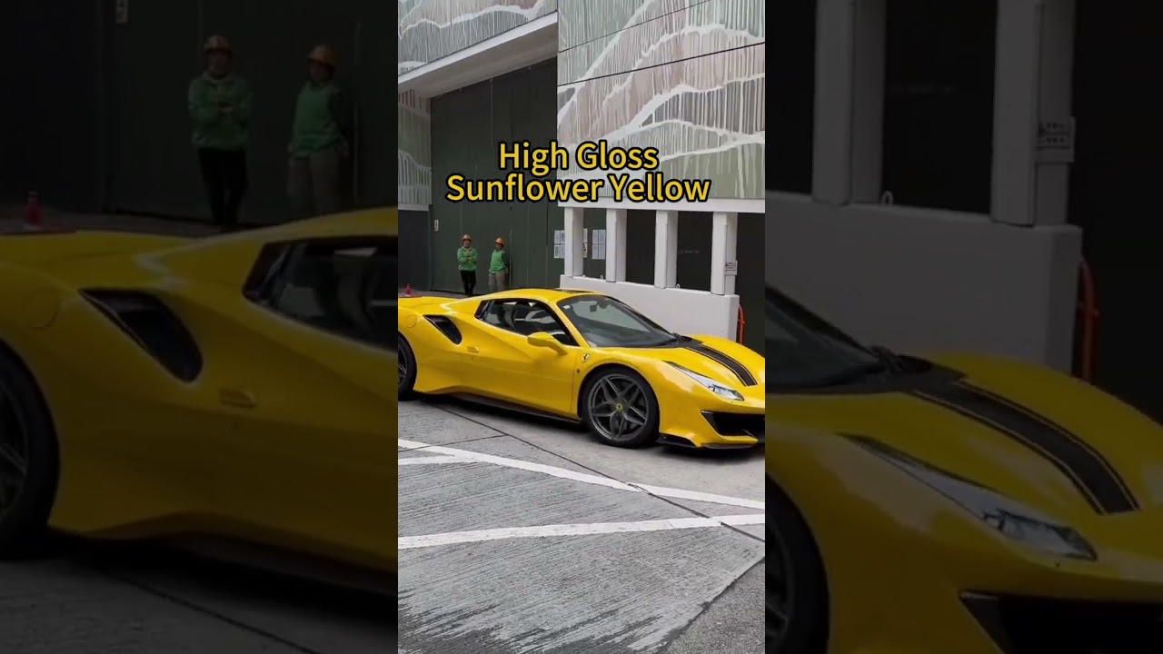 High Gloss Sunflower Yellow Vinyl Wrap | Ferrari 488 Spider