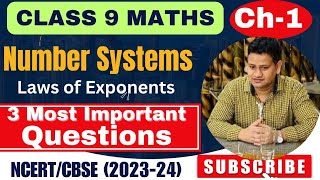 Chapter 1 Number Systems Class 9 Maths  Laws of Exponents (Important Questions) | New NCERT #cbse