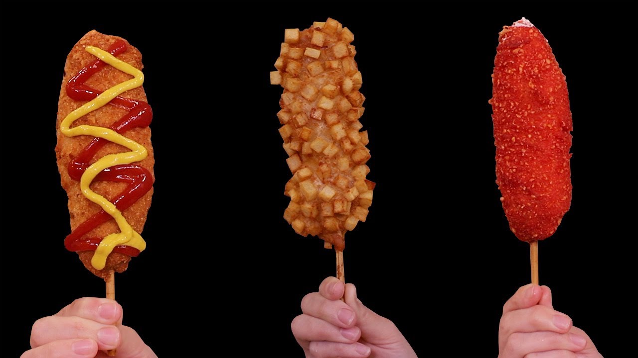 DIY Cheesy Korean Corn Dogs Ft. Gamja-hotdog 감자핫도그 | HellthyJunkFood