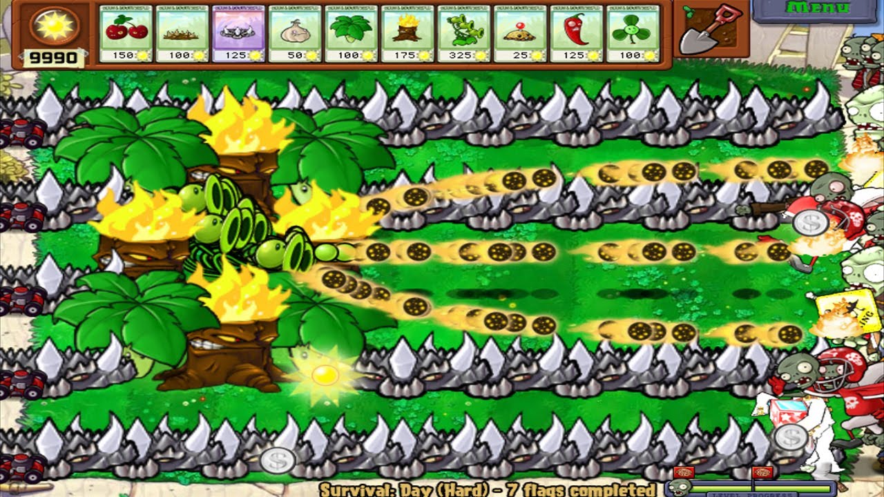 Plants vs Zombies Hack - 1 Gatling Pea Tall Nut vs All Zombie PVZ 5 ...