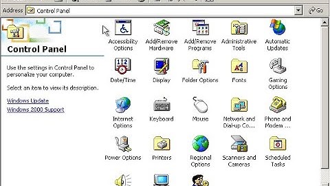 The Control Panel of Windows 2000