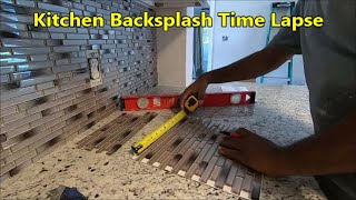 Kitchen Backsplash Tile Time Lapse (Champagne Blend Interlocking)