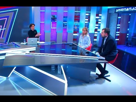 ნინო კალანდაძე და გია ჯაფარიძე \"ტვ პირველის\" ეთერში, გადაცემაში \"საჯარო პოლიტიკა\"