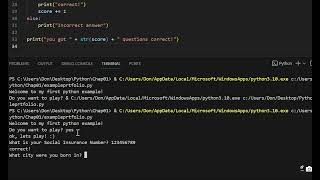 Python program - basic 3 questions and check answers