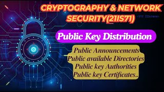 Public Key Distribution -Public Key Authority, Public Certificates #21is71 #cryptography #CNS #VTU