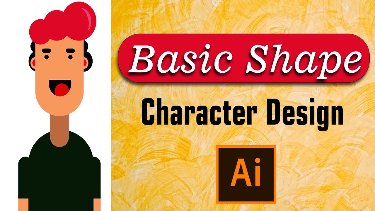 how to draw Character Design with Basic Shapes in Adobe illustrator ...