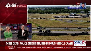 Multi-vehicle accident on SW 119th & I-44: 3 dead,1 officer injured