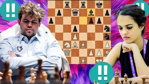 Intense chess game, Magnus Carlsen vs Tania Sachdev 