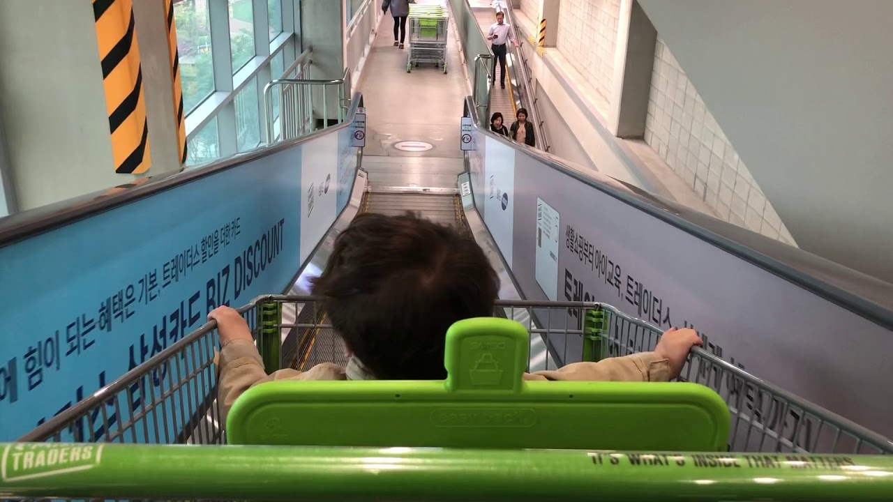 성블리 카트타고 에스컬레이터 내려가기 feat. 트레이더스 Cart down the escalade
