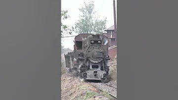 Chinese Steam Train Rocking Along Uneven Tracks Loud Whistle Steamtrain 