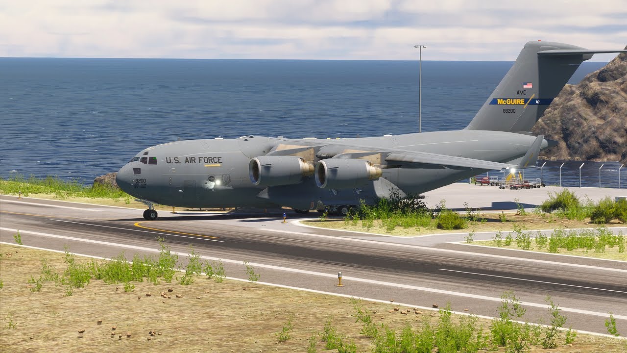 US Air Force McGuire C-17 Globemaster III Takeoff from a Short Runway