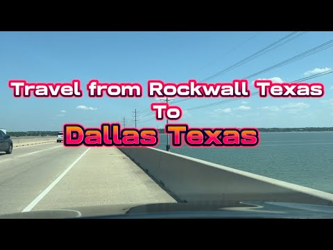 Traveling from Rockwall Texas to Dallas Texas. Showing the state is the roads and the constructions.