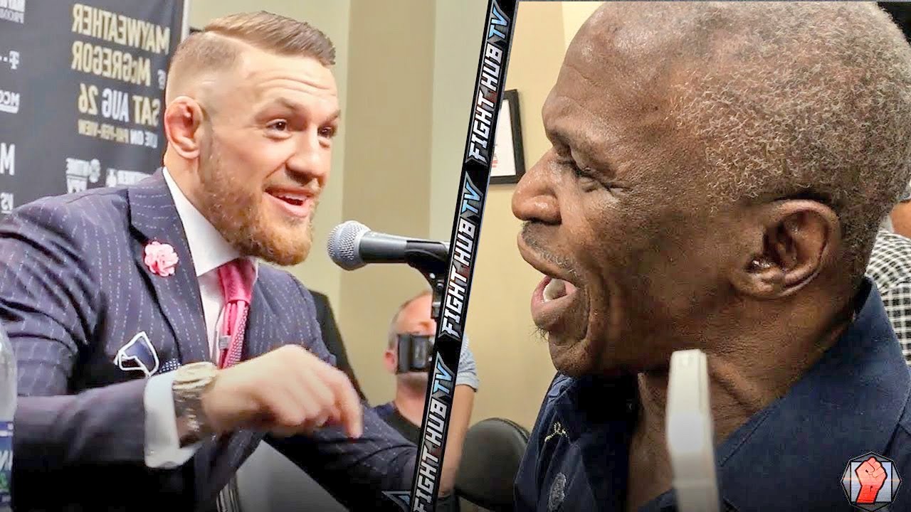 FLOYD MAYWEATHER SR ERUPTS ON CONOR MCGREGOR IN FIRST ENCOUNTER! THROWS  PUNCH AS CONOR LAUGHS AT HIM - YouTube
