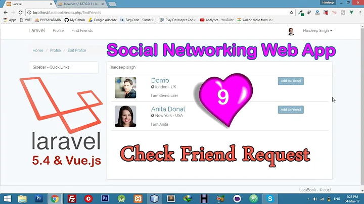 [2017] Check Friend Request || Already sent || Social networking Tutorial - Part 9