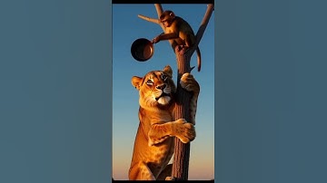 “Brave Monkey Beats a Lion on the Tree! 🐒🦁 | Funny Wildlife Moment”