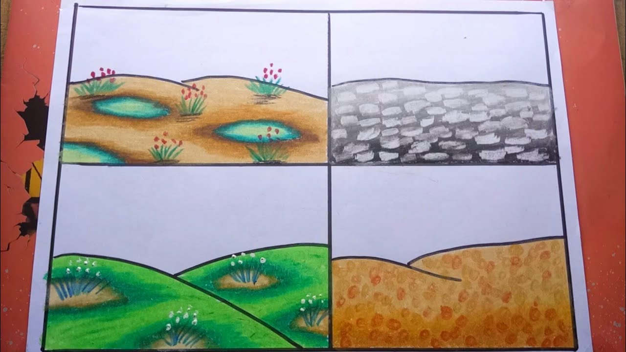 Cara Mudah Mewarnai Tanah Dengan Gradasi Crayon Oilpastel Youtube