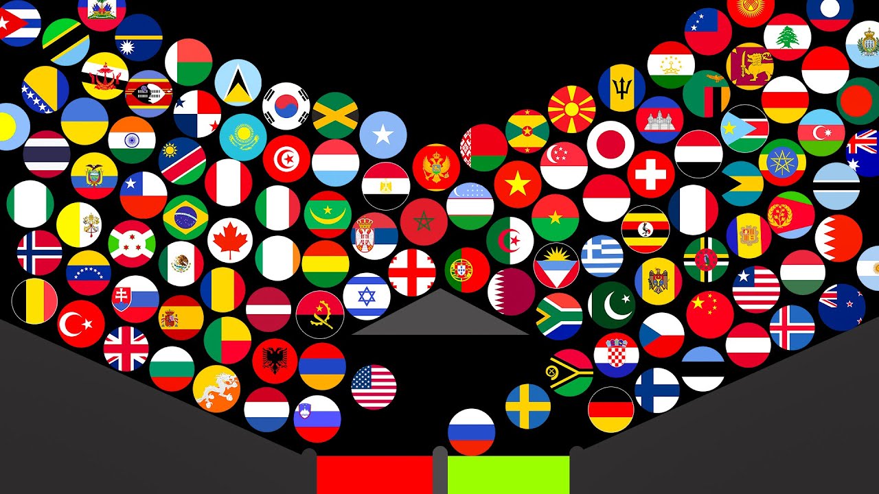 105 Countries Marble Race in Algodoo - Who will win?