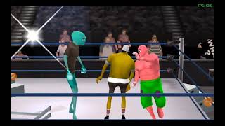 SpongeBob versus Patrick versus Squidward in a TLC match in wwe svr 2011
