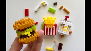 Making Daiso Petit Block Legos &amp; Review - Hamburger, Fries, Soda