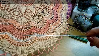картинка: Ажурные салфетки спицами. Салфетка  8 (часть 1).